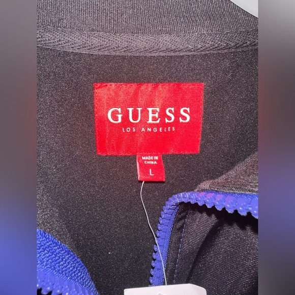 Guess  Black & Blue Zip Front Men’s Track Jacket Casual Classic Size Large - Picture 3 of 7